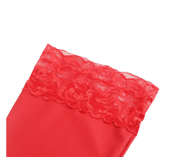 Панчохи еластичні Star Night з мереживною коронкою, червоні, XS-L