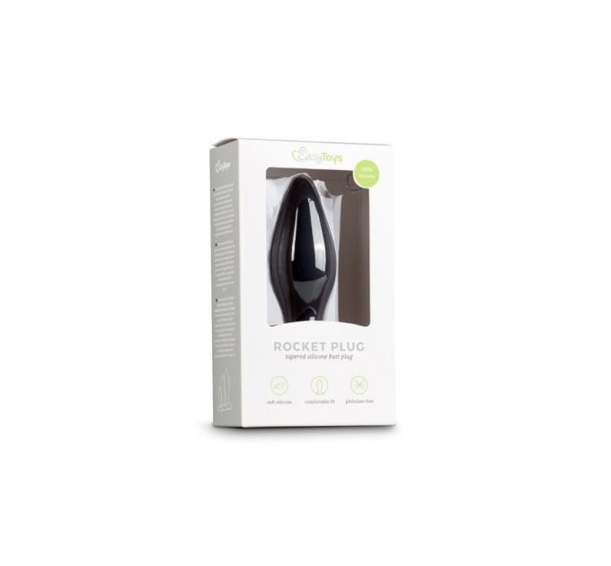 ET198BLK Анальная пробка Easytoys, силиконовая, черная, 12х4 см