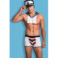 Костюм Моряка Sunspice кепка, боксеры, воротник, синий - белый, L/XL