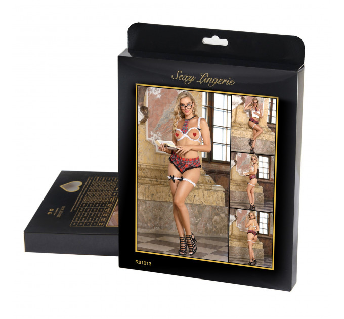 Костюм школярки Star Night 4 предмети, біло-червоний, XL-2XL