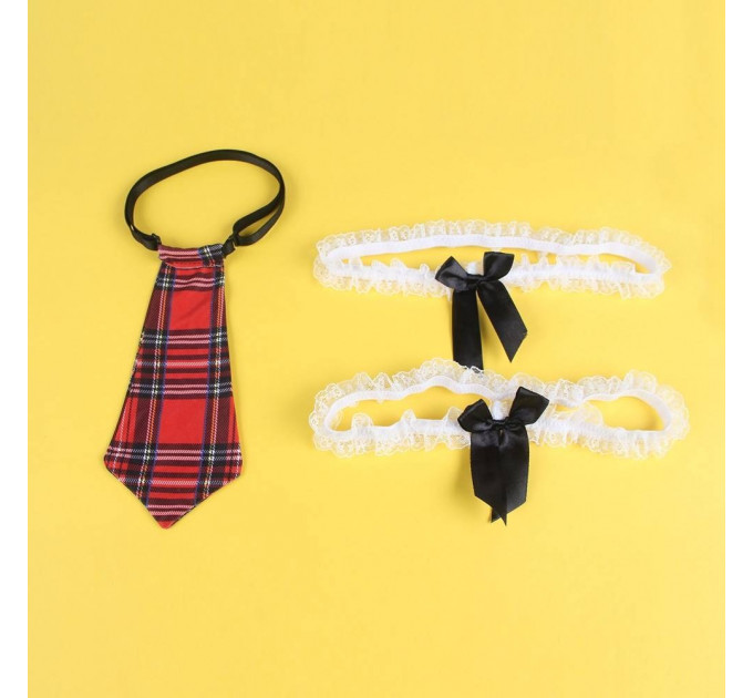 Костюм школярки Star Night 4 предмети, біло-червоний, XL-2XL