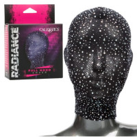 Маска-балаклава БДСМ из сетки со стразами, сзади на шнуровке CalExotic Full Hoode Cover, черный