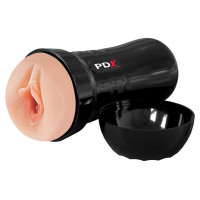 Мастурбатор Вагина в черной колбе Pipedream PDX Extreme Wet Pussies самосмазывающийся