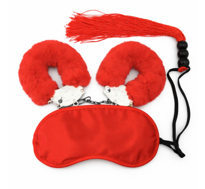 Набір БДСМ DS Fetish маска, наручники, флогер міні, червоний