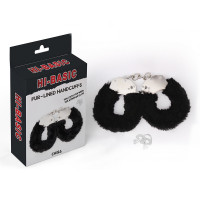 Наручники металлические Chisa Hi-Basic Fur-lined Handcuffs с черным мехом