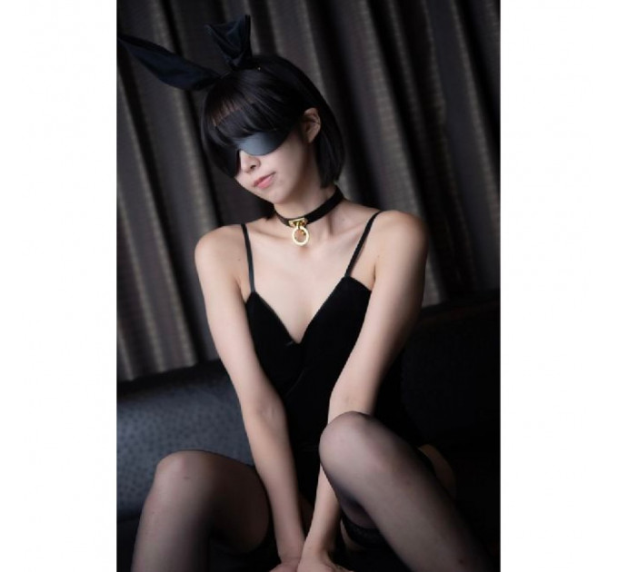 Ошейник-чокер с кольцом кожаный Leather Cosplay Choker UPKO, размер M