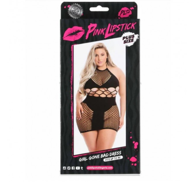 Платье с открытой спиной Pink Lipstick Girl Gone Bad Dress, черный, Plus Size