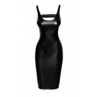 Платье из матового винила с разрезом на молнии Noir Handmade F251 и открытой спиной, черное, M