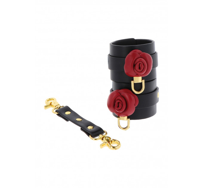 Поножи на щиколотку черные Taboom Wild Roses Ankle Cuffs с декоративными красными розами