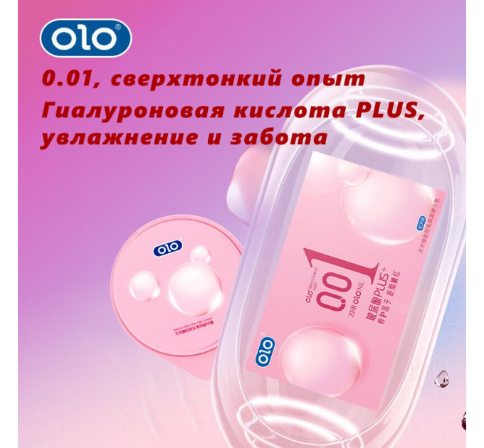 Презервативы OLO 001 ультра тонкие с гиалуроновой кислотой, холод/тепло (цена за 10 шт/упаковка)