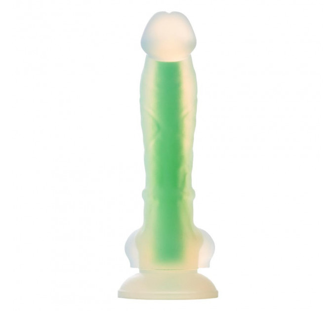 Светящийся фаллоимитатор Dream Toys RADIANT SOFT SILICONE GLOW IN THE DARK DILDO SMALL GREEN