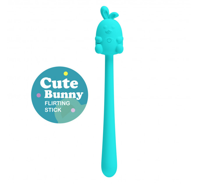 Вибратор на палочке Pretty Love Cute Bunny гибкий, голубой, 14.2 х 1.8 см