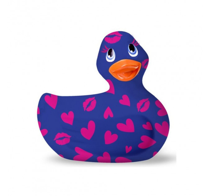 Вибратор уточка для клиторальной стимуляции Big Teaze Toys Rub My Duckie синяя в сердечках