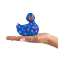 Вибратор уточка для клиторальной стимуляции Big Teaze Toys Rub My Duckie синяя в сердечках
