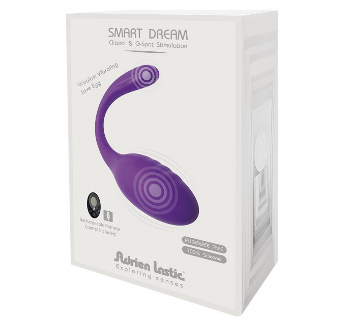 Виброяйцо с дистанционным пультом управления Adrien Lastic Smart Dream силиконовое, фиолетовое