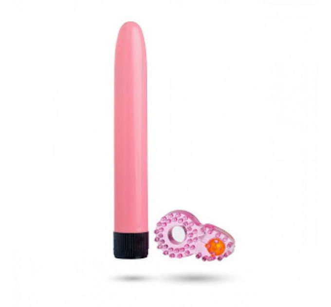 Набор Sex Toys Классический Вибромассажер + Эрекционное Кольцо, Pink