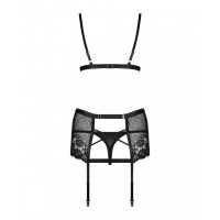 Комплект з широким поясом для панчох Obsessive Blanita garter belt S/M Чорний