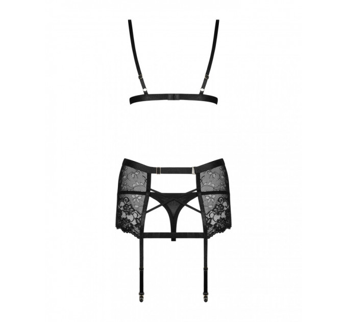 Комплект з широким поясом для панчох Obsessive Blanita garter belt S/M Чорний