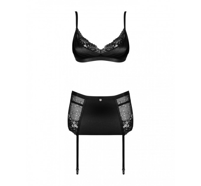 Комплект з широким поясом для панчох Obsessive Blanita garter belt S/M Чорний