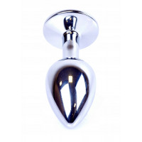 Анальная пробка с камнем Plug-Jewellery Silver PLUG- Pink размер S