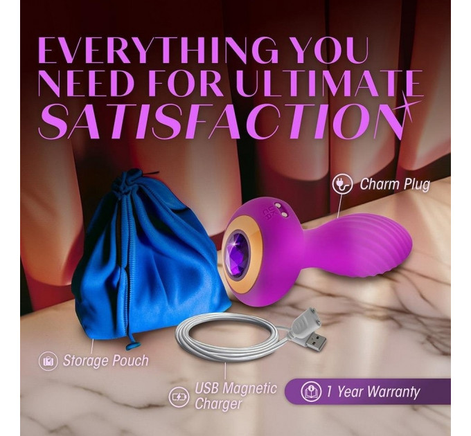 Анальний вібратор зі стразом Blush Oh My Gem Charm Amethyst колір фуксія