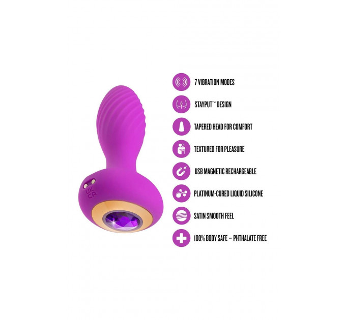 Анальний вібратор зі стразом Blush Oh My Gem Charm Amethyst колір фуксія
