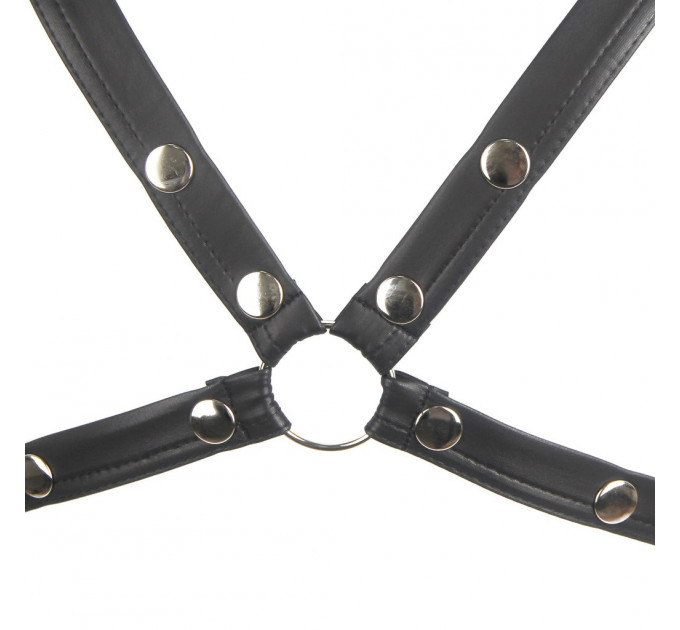 Боді-портупея чоловіча Star Night з обмежувачами та блискавкою, чорна, M