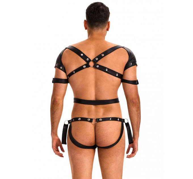 Боді-портупея чоловіча Star Night з обмежувачами та блискавкою, чорна, M