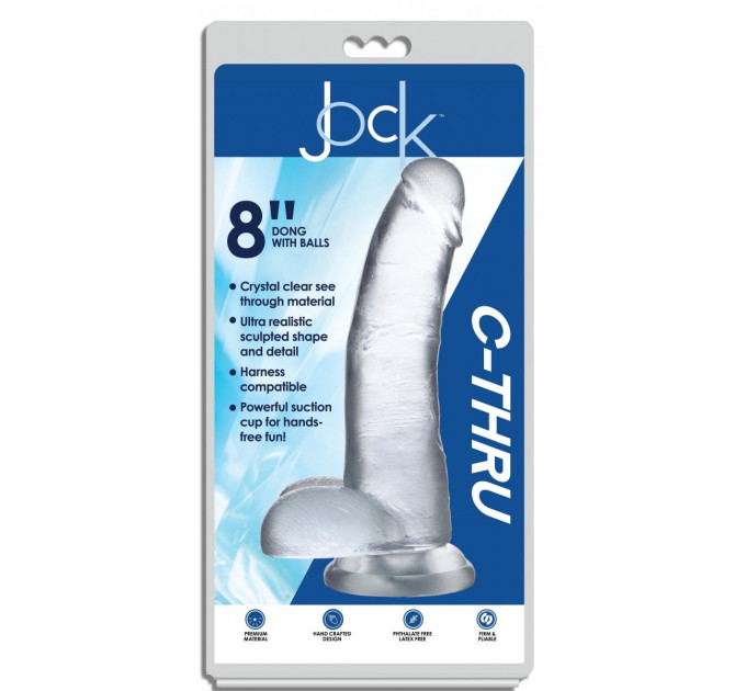 Фаллоимитатор реалистичный на присоске Jock C-Thru прозрачный, 23 см
