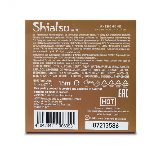 Духи з феромонами жіночі SHIATSU Pheromone Fragrance women lime 15 ml