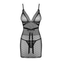 Комплект Obsessive Bowessa сорочка и трусики, черный, L/XL