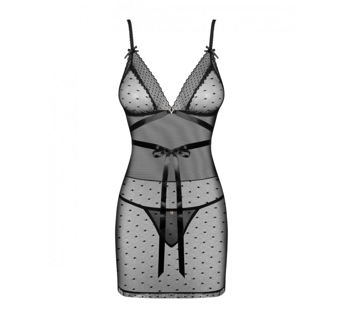 Комплект Obsessive Bowessa сорочка и трусики, черный, L/XL