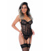 Корсет полупрозрачный Daring Intimates, со стрингами, черный, S/M