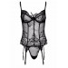 Корсет полупрозрачный Daring Intimates, со стрингами, черный, S/M