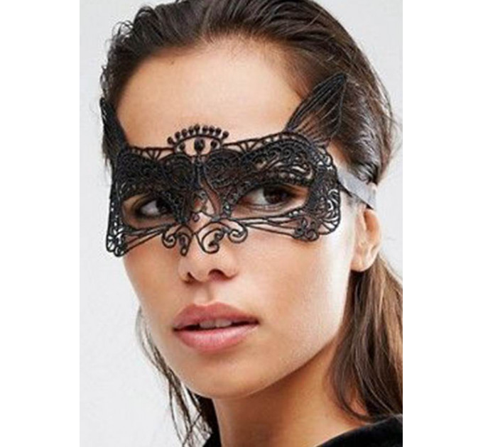 Маски на очі Star Night мереживні з вушками, чорні, 2 шт (без коробки)