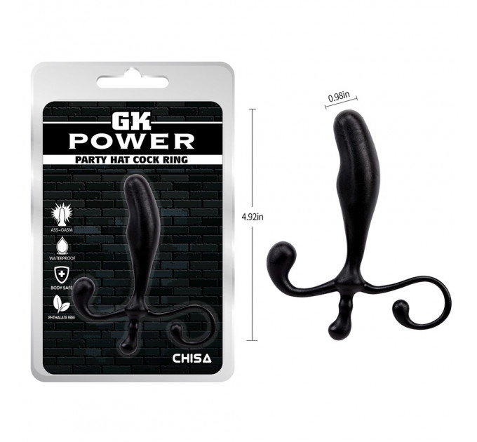 Массажер простаты Chisa GK Power Party Hat Cock Ring с фигурной ручкой, черный