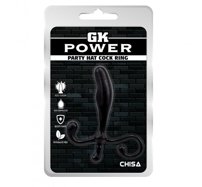 Массажер простаты Chisa GK Power Party Hat Cock Ring с фигурной ручкой, черный
