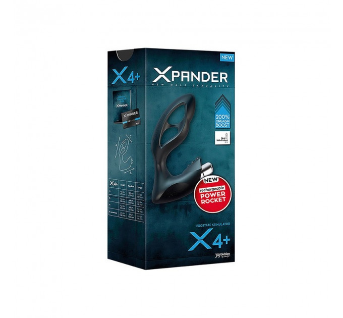 Масажер простати розмір S, XPANDER X4+ rechargeable PowerRocket, чорний, 9.5 см