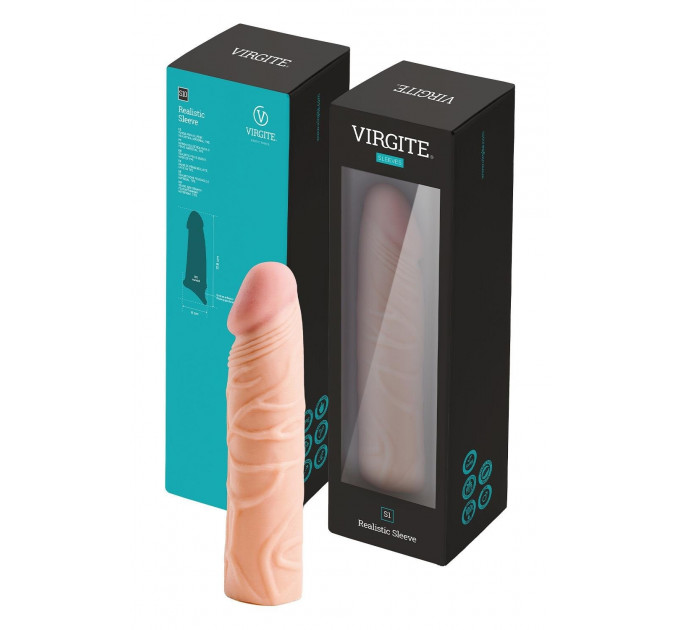 Насадка на пеніс Virgite S1 бежева, 16.5 см
