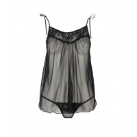 Пеньюар прозорий Passion MELANIA та трусики стрінги, чорний, S/M