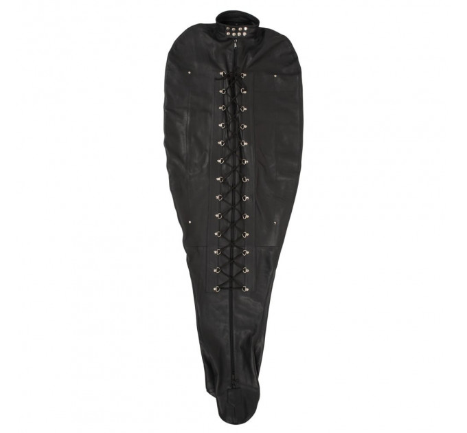 Смирительный мешок для БДСМ-игр ZADO Leather Bondage из натуральной кожи, черный