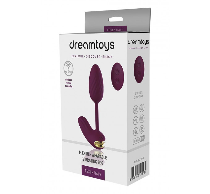 Виброяйцо гибкое с пультом управления Dream Toys Essentials, фиолетовый