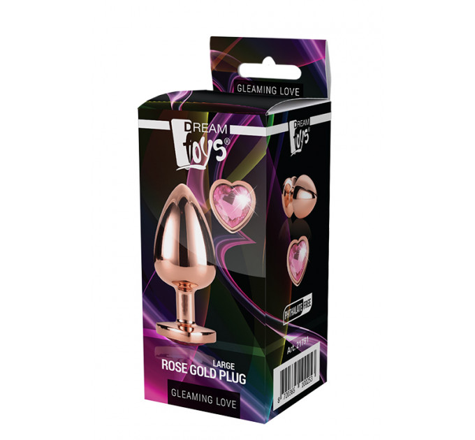 Анальная пробка с сердцем GLEAMING LOVE ROSE GOLD PLUG LARGE