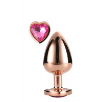 Анальная пробка с сердцем GLEAMING LOVE ROSE GOLD PLUG LARGE