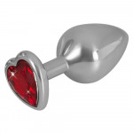 Анальная металлическая пробка You2Toys Diamond Butt Plug с красным камнем, Large