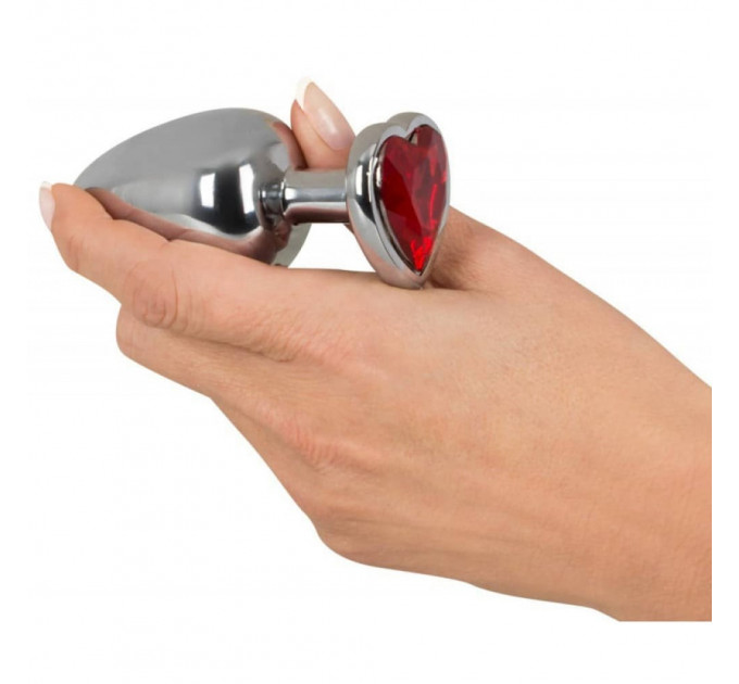 Анальная металлическая пробка You2Toys Diamond Butt Plug с красным камнем, Large