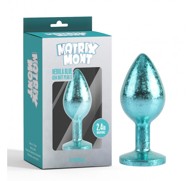 Анальна пробка блакитна поталь CHISA MATRIX MONT з блакитним каменем, розмір S