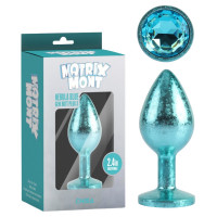 Анальна пробка блакитна поталь CHISA MATRIX MONT з блакитним каменем, розмір S