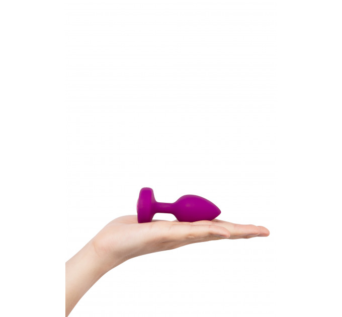 Анальная пробка с вибрацией B-Vibe Vibrating Jewel Plug S/M Pink Ruby, силиконовая, розовая