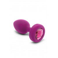 Анальная пробка с вибрацией B-Vibe Vibrating Jewel Plug S/M Pink Ruby, силиконовая, розовая